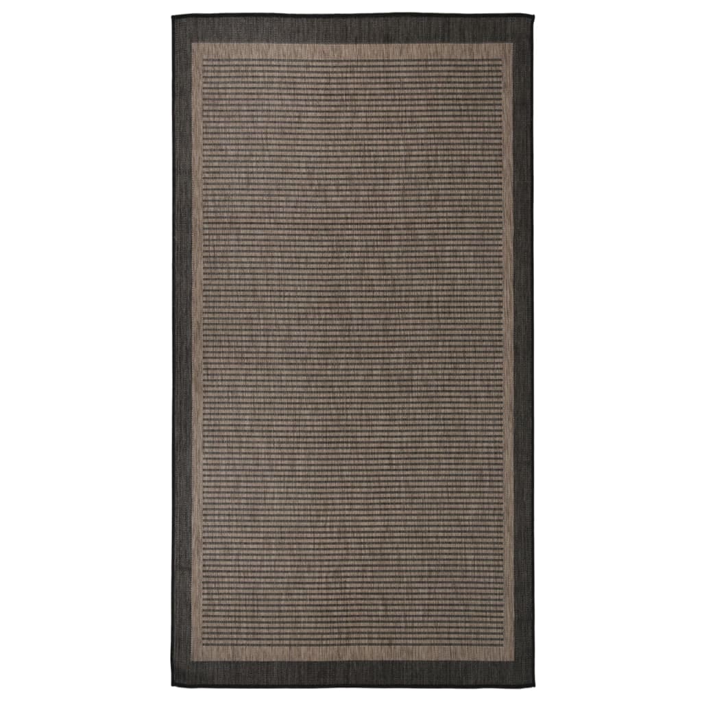 Sötétbarna lapos szövésű kültéri szőnyeg 80 x 150 cm