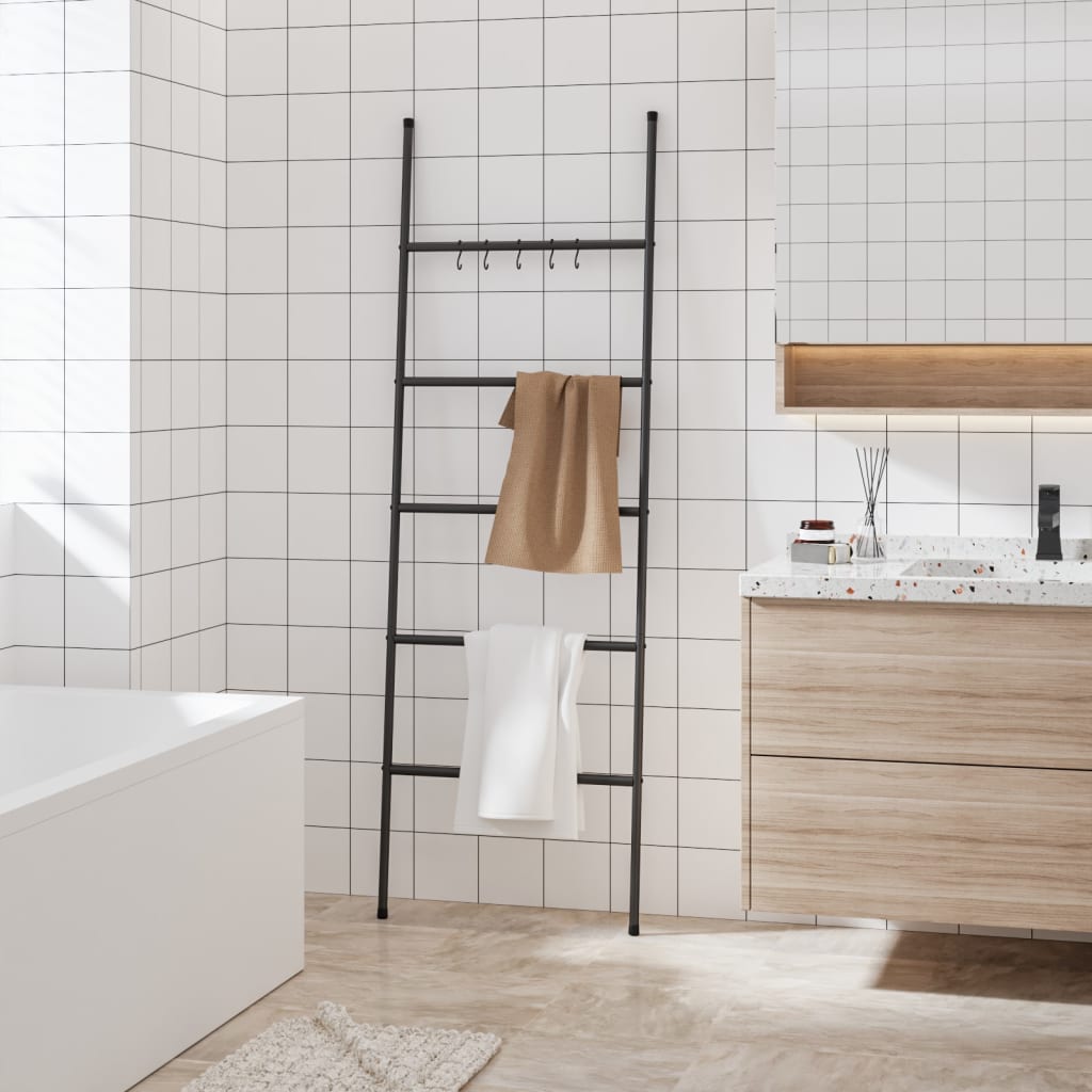 5 szintes fekete vas törölközőtartó létra 58 x 175 cm 5 szintes fekete vas törölközőtartó létra 58 x 175 cm