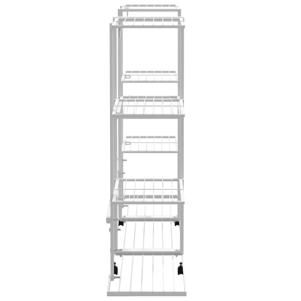 Fehér vas virágtartó állvány kerekekkel 94,5 x 24,5 x 91,5 cm