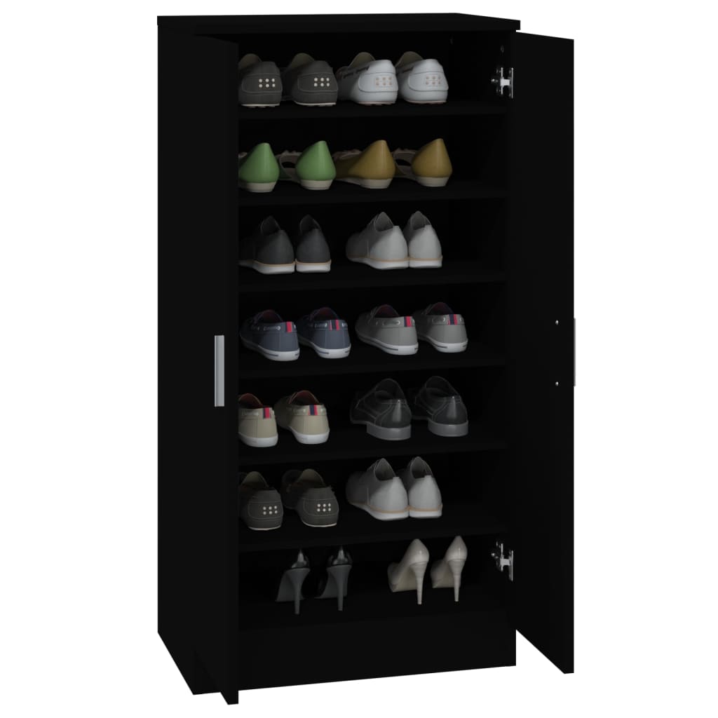 Fekete szerelt fa cipősszekrény 55 x 35 x 108 cm Fekete szerelt fa cipősszekrény 55 x 35 x 108 cm