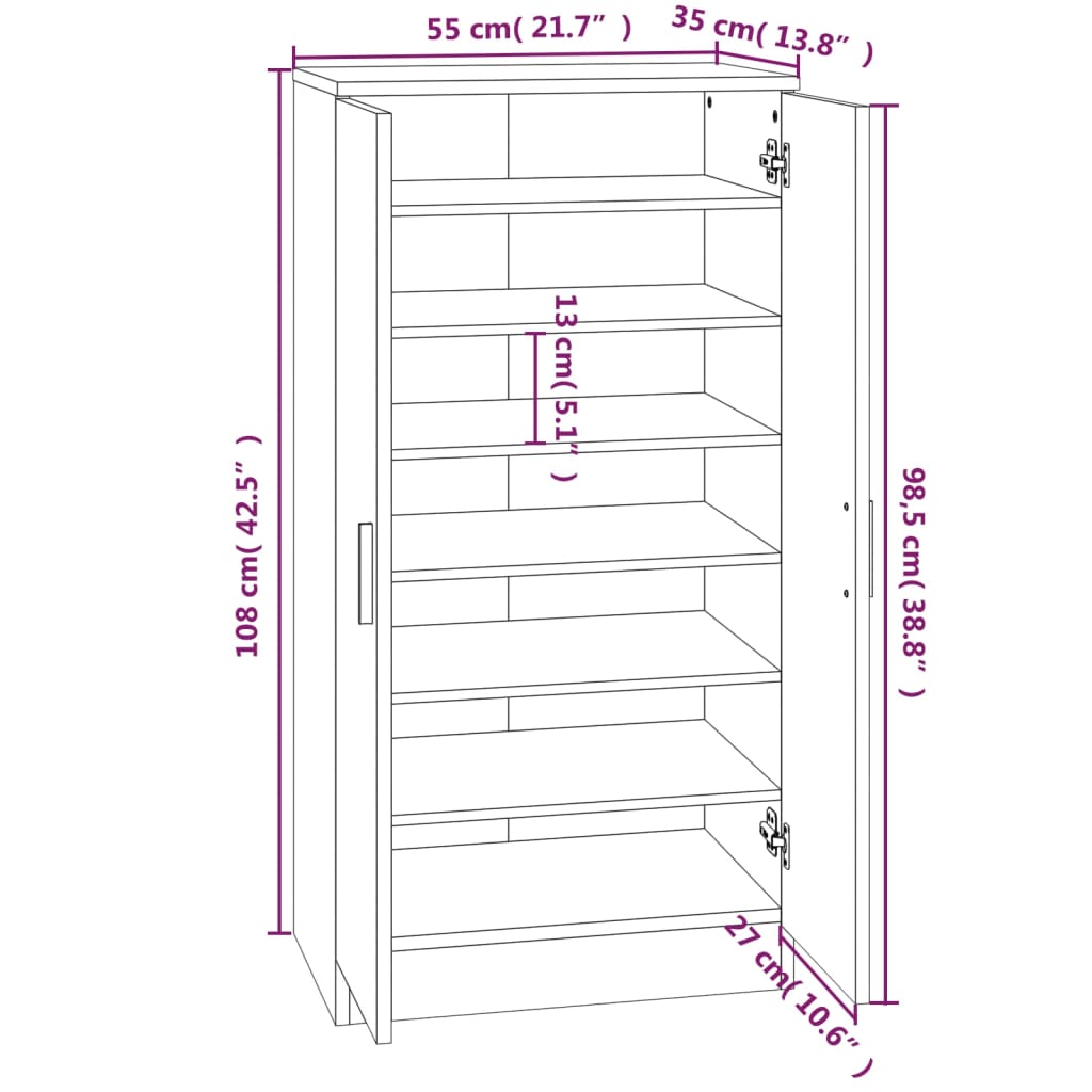 Fekete szerelt fa cipősszekrény 55 x 35 x 108 cm Fekete szerelt fa cipősszekrény 55 x 35 x 108 cm