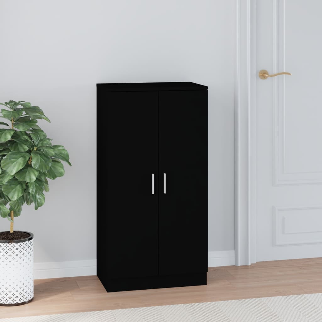 Fekete szerelt fa cipősszekrény 55 x 35 x 108 cm Fekete szerelt fa cipősszekrény 55 x 35 x 108 cm