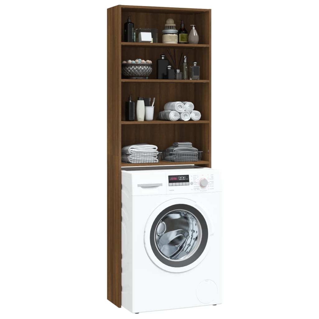 Barna tölgyszínű mosógépszekrény 64 x 24 x 190 cm