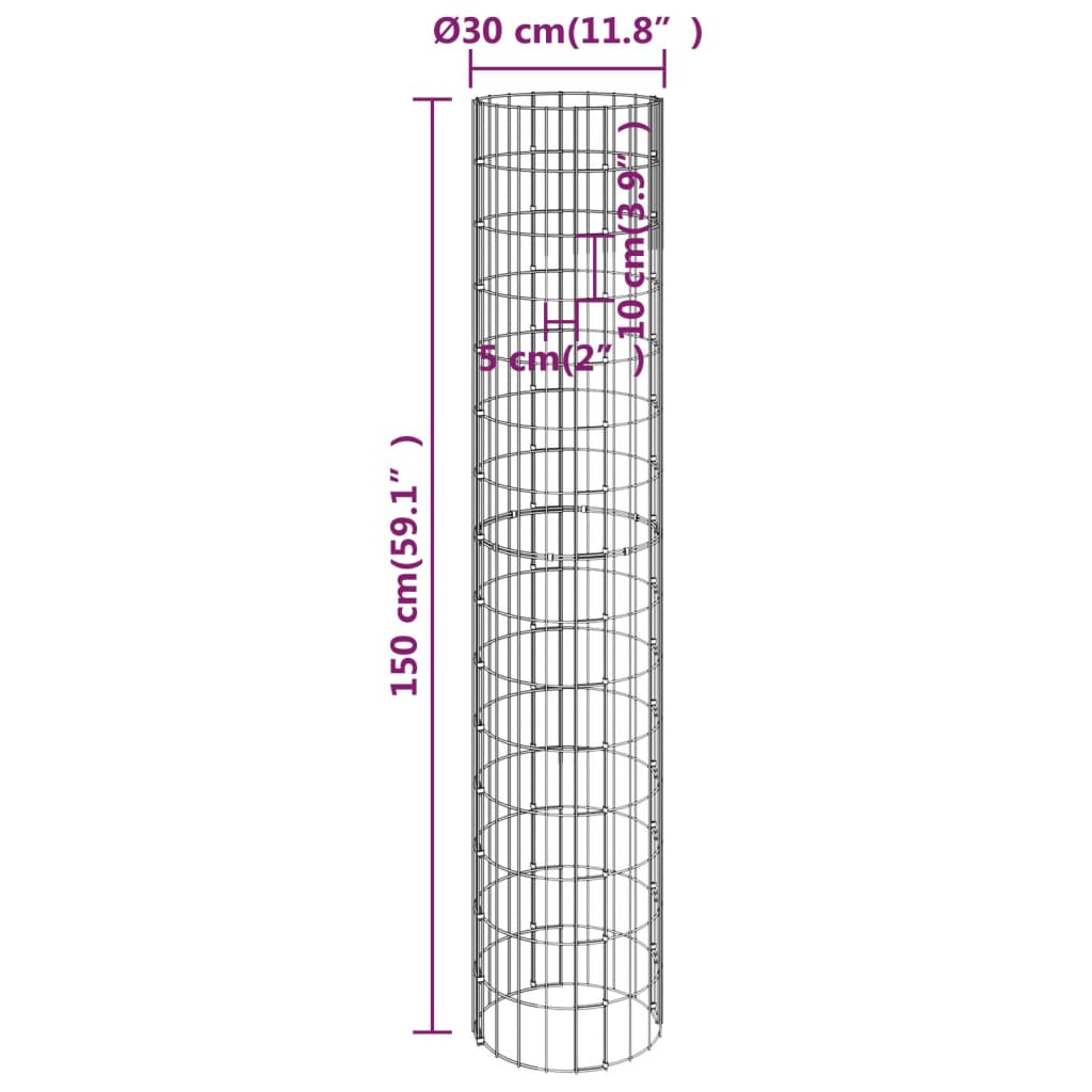 3 db kör alakú horganyzott acél gabion magaságyás ø30 x 150 cm