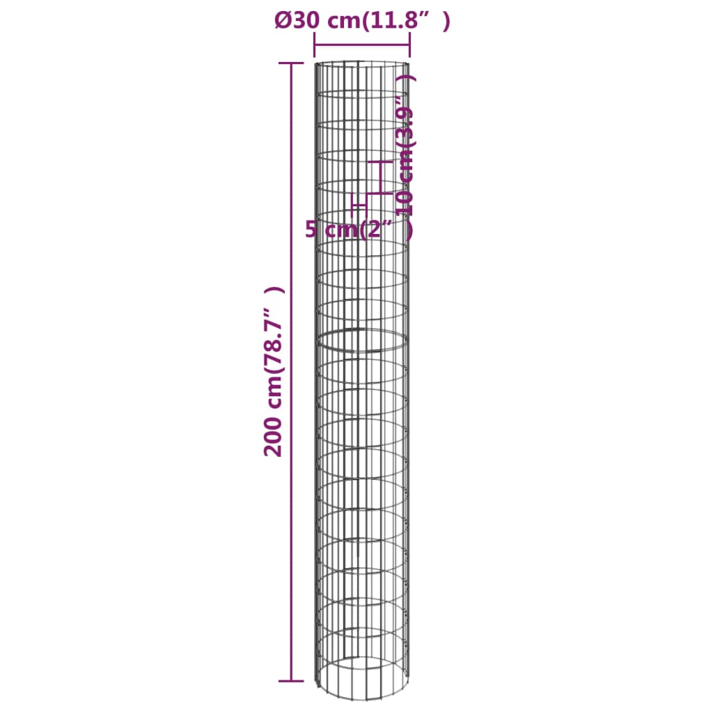 3 db kör alakú horganyzott acél gabion magaságyás ø30 x 200 cm