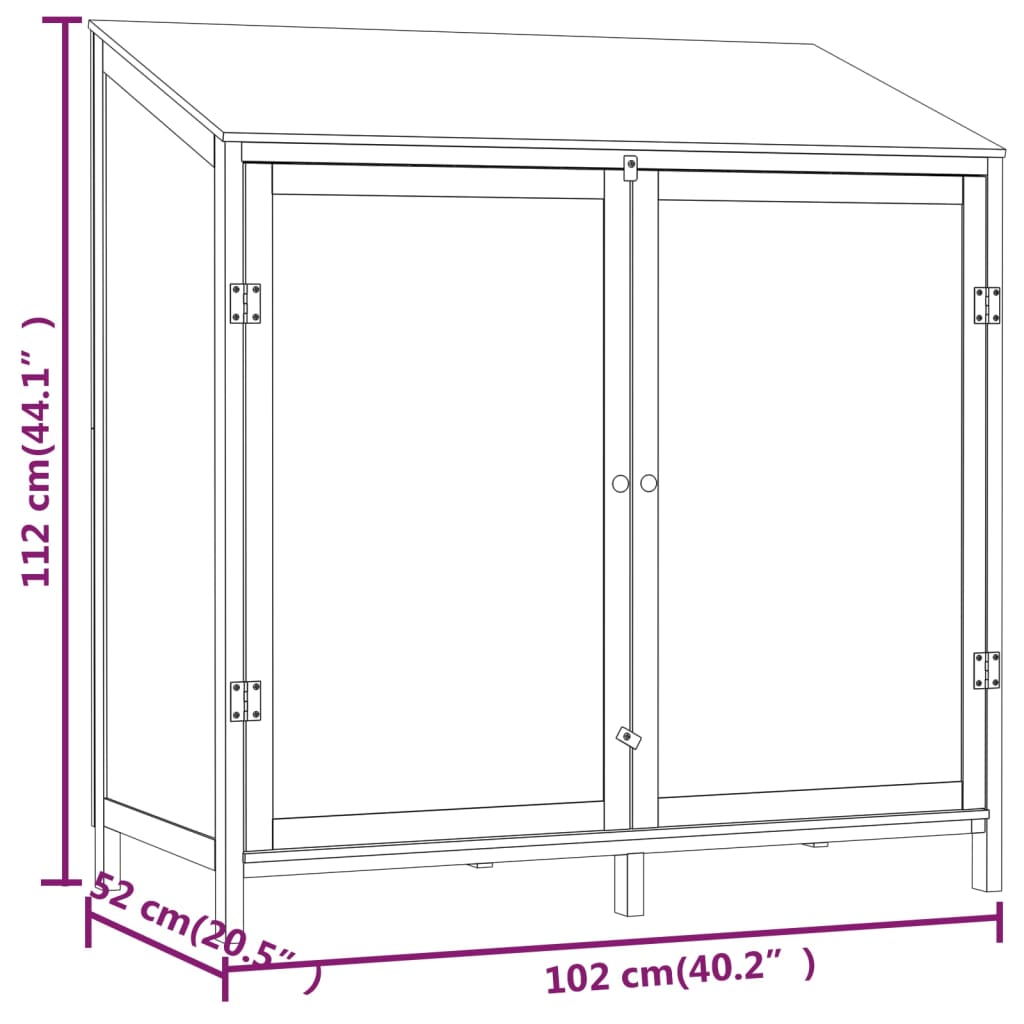 Antracitszürke tömör fenyőfa kerti fészer 102 x 52 x 112 cm