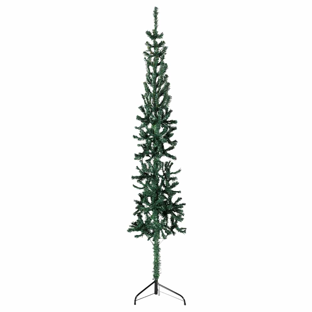 Zöld vékony fél műkarácsonyfa állvánnyal 150 cm