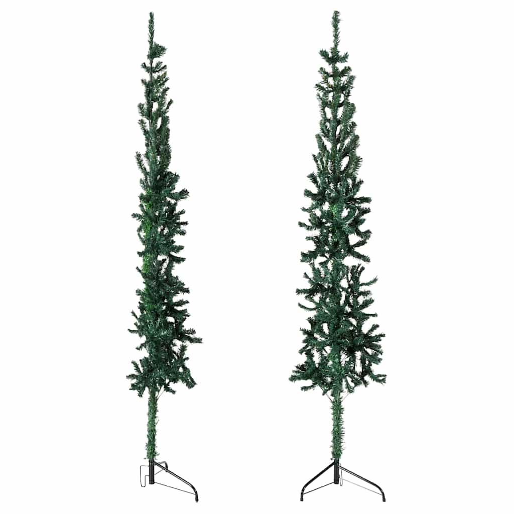 Zöld vékony fél műkarácsonyfa állvánnyal 150 cm