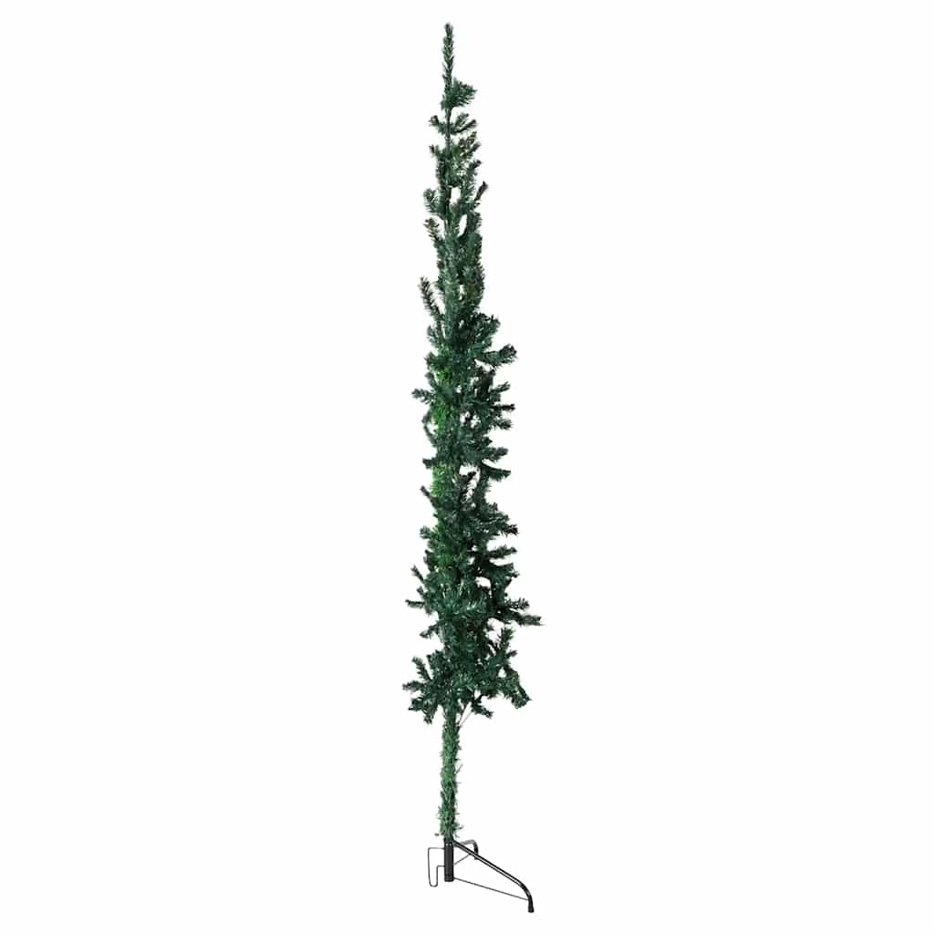 Zöld vékony fél műkarácsonyfa állvánnyal 210 cm