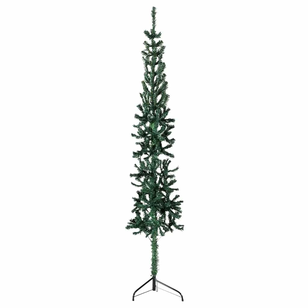 Zöld vékony fél műkarácsonyfa állvánnyal 240 cm