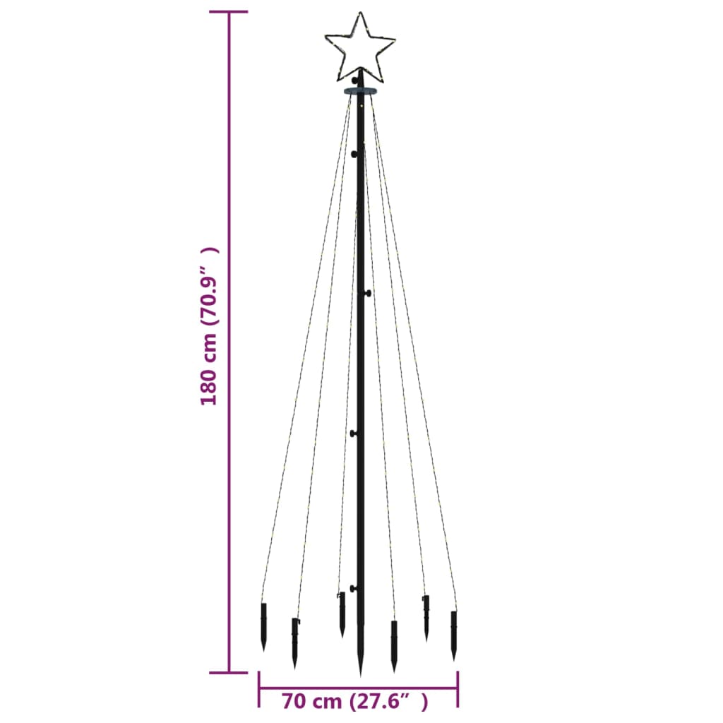 Színes fényű karácsonyfa tüskével 108 led-del 180 cm