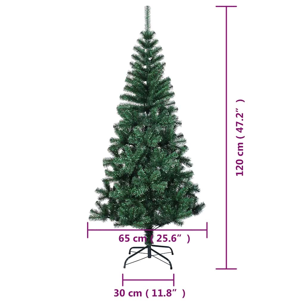 Zöld pvc műkarácsonyfa irizáló csúcsokkal 120 cm