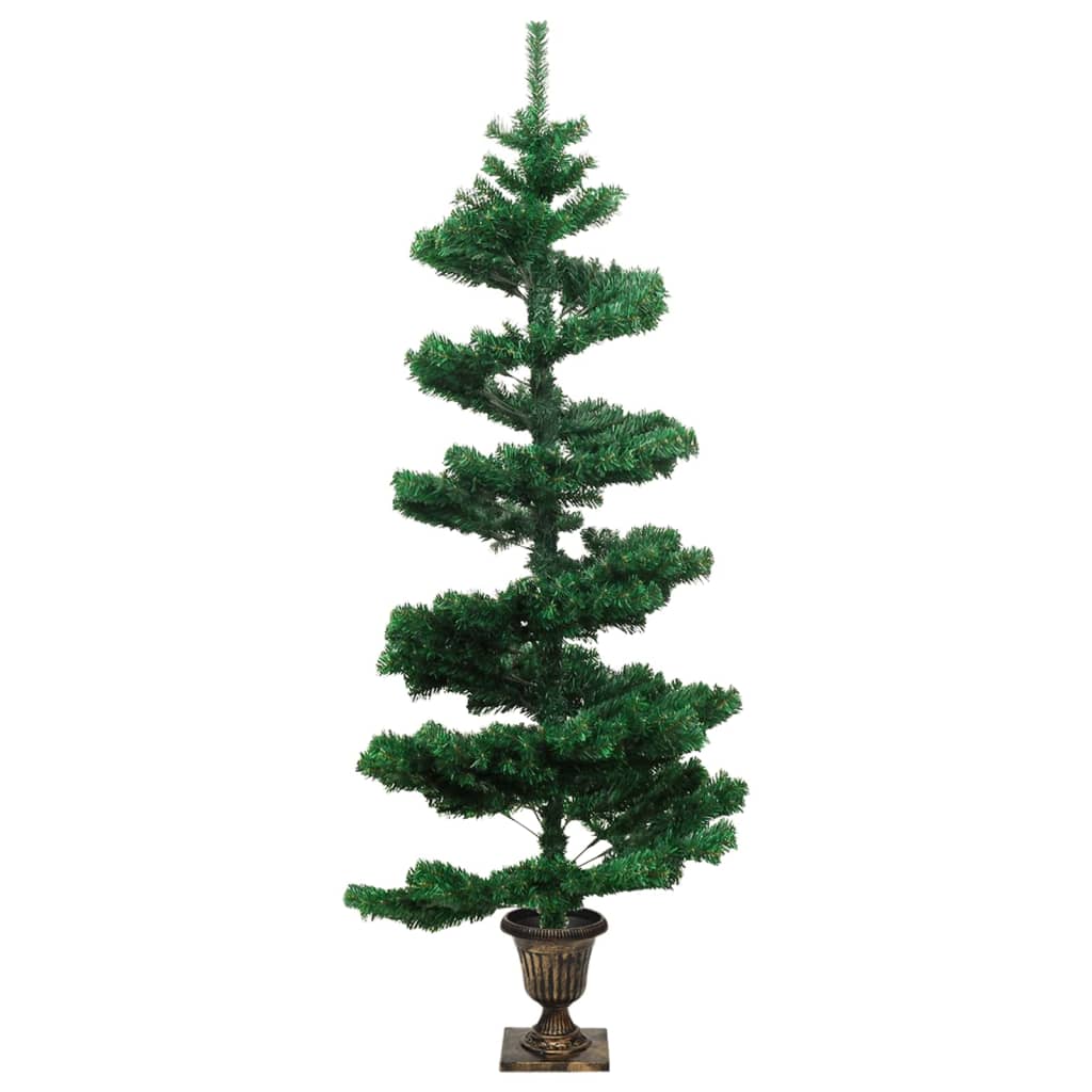 Zöld pvc kivilágított kacskaringós karácsonyfa kaspóval 120 cm