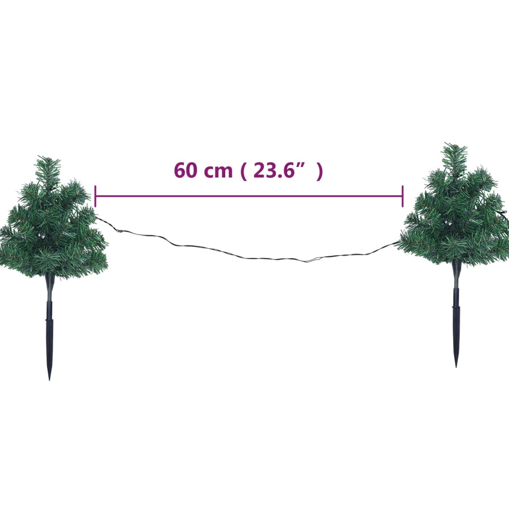 6 db pvc karácsonyi ösvényt jelző díszfa színes led-ekkel 45 cm