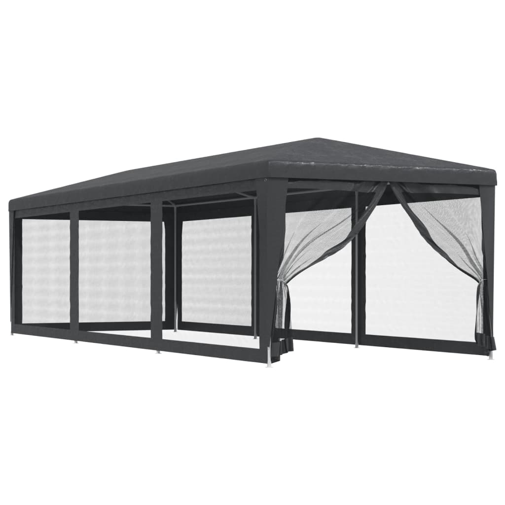 Antracit hdpe rendezvénysátor 8 hálós oldalfallal 3x9 m