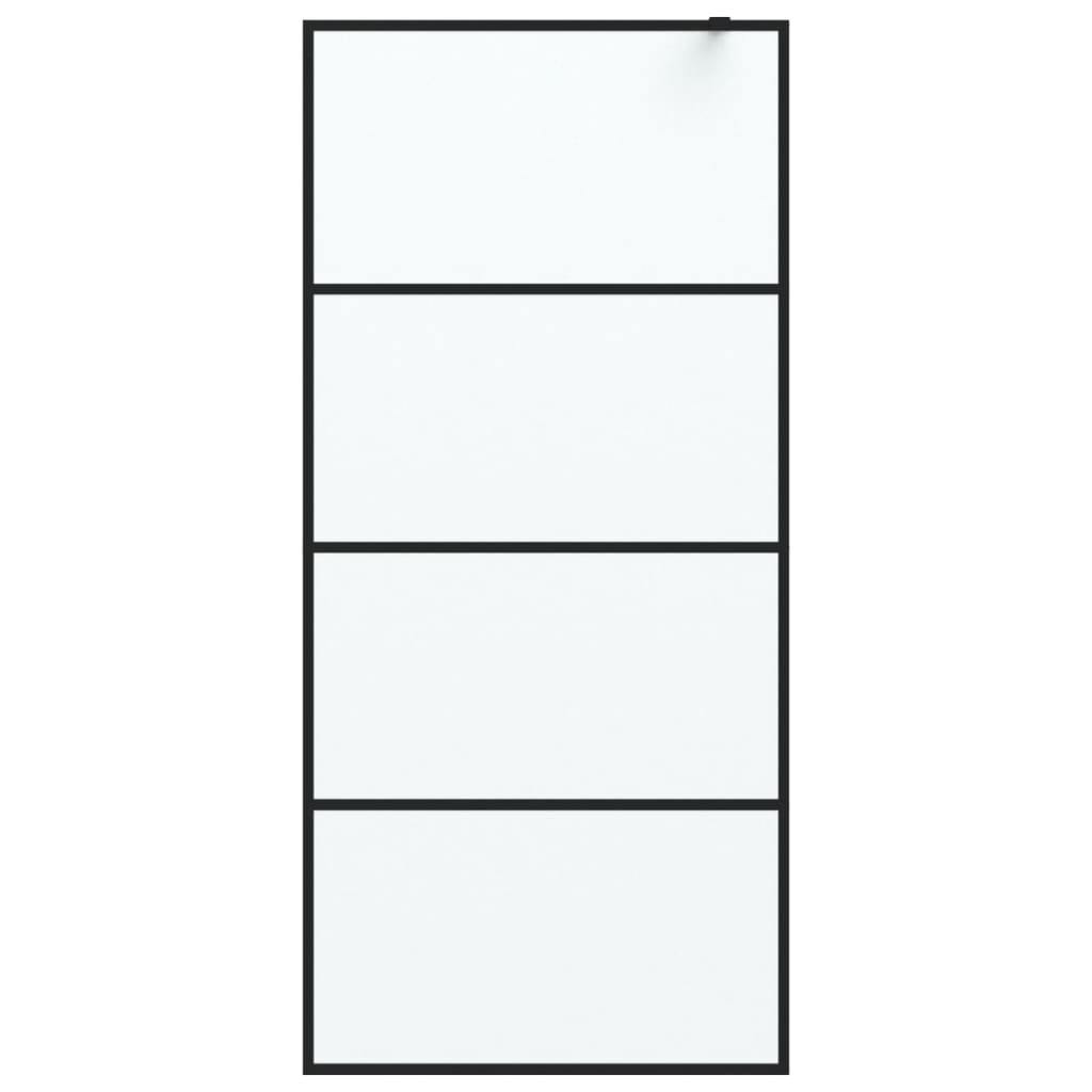 Fekete esg tejüveg zuhanyfal küszöb nélküli zuhanyhoz 90x195 cm