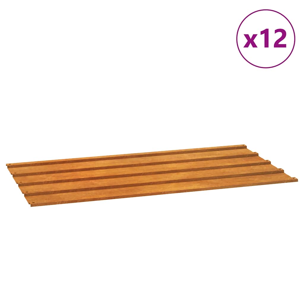 12 db rozsda színű corten acél tetőpanel 80 x 44 cm