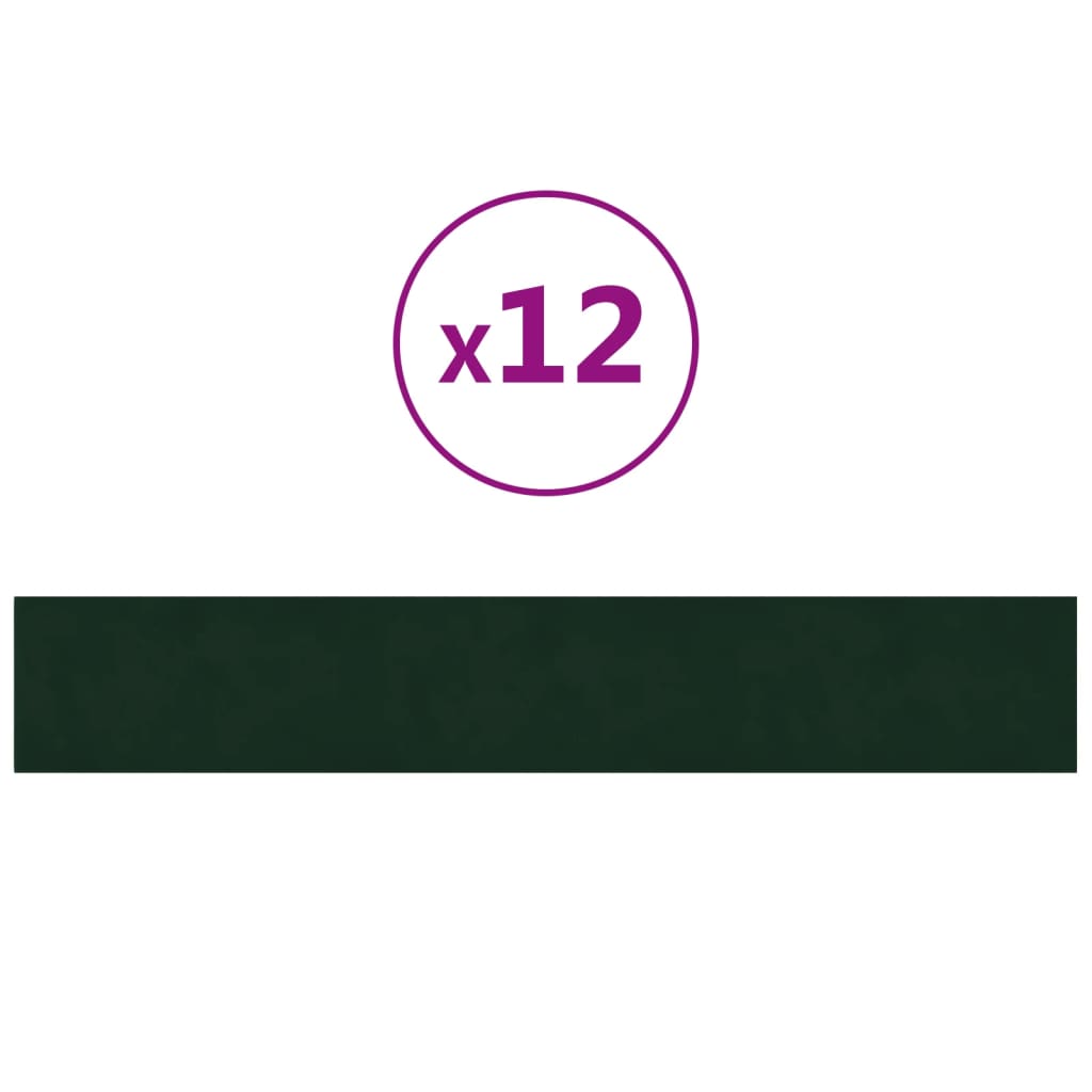 12 db sötétzöld bársony fali panel 90x15 cm 1,62 m²