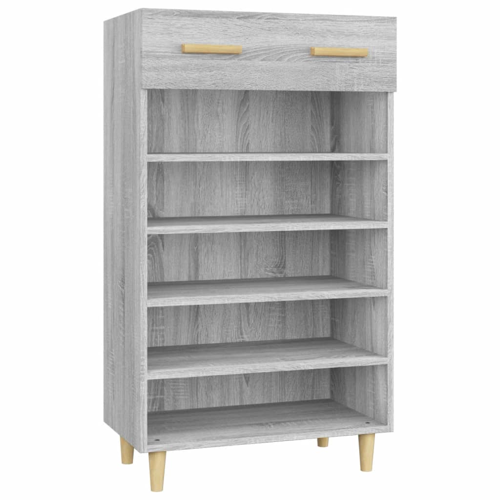 Szürke sonoma színű szerelt fa cipőszekrény 60 x 35 x 105 cm