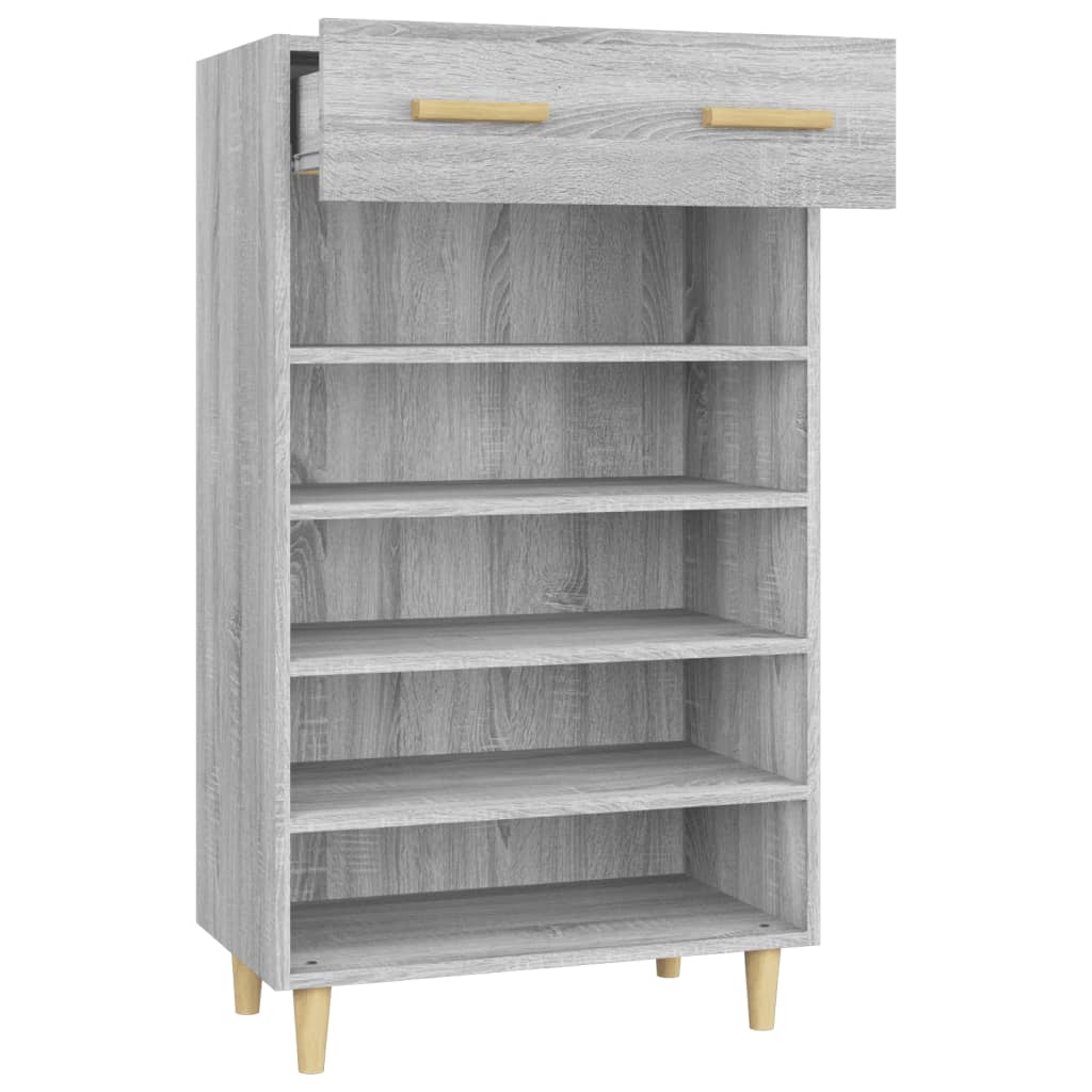 Szürke sonoma színű szerelt fa cipőszekrény 60 x 35 x 105 cm