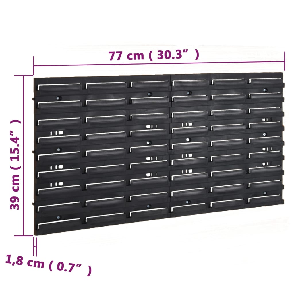 26 részes piros/fekete polipropilén műhelypolcszett 77 x 39 cm