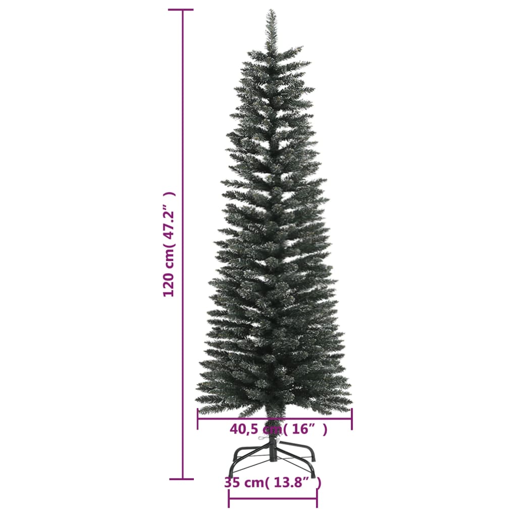 Zöld pvc vékony műkarácsonyfa állvánnyal 120 cm