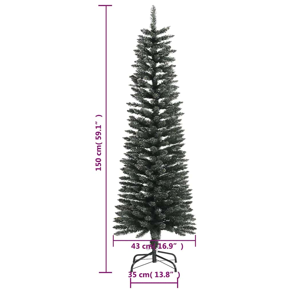 Zöld pvc vékony műkarácsonyfa állvánnyal 150 cm