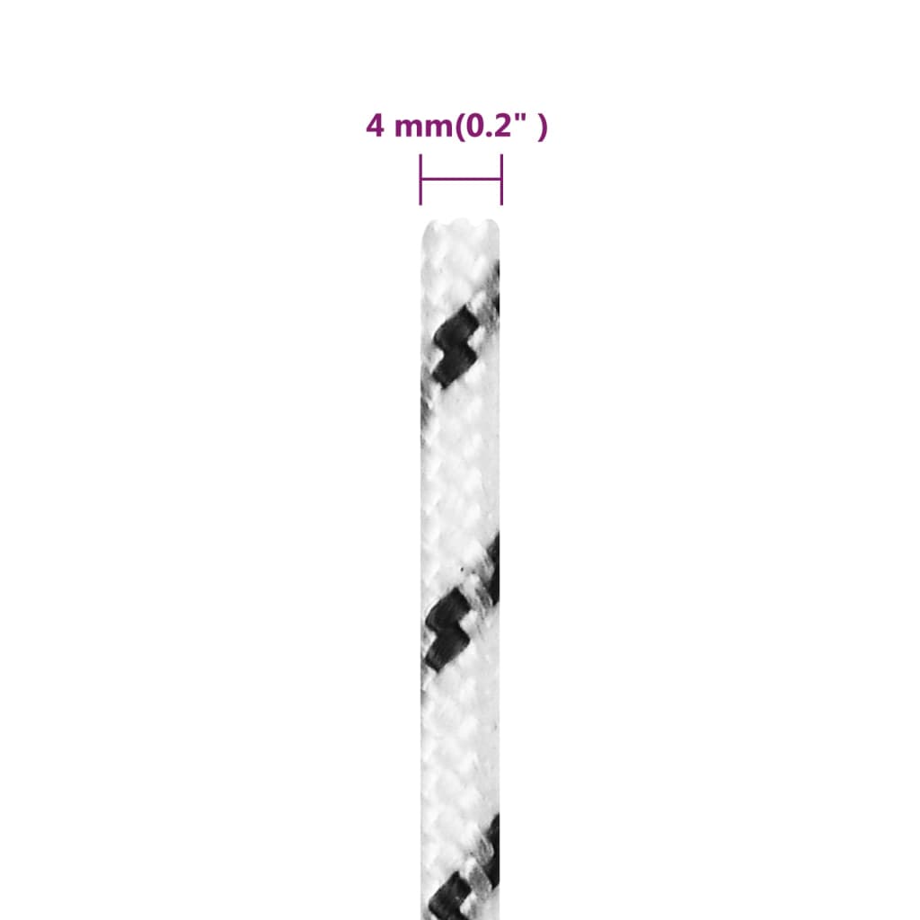 Fehér poliészter fonott csónakkötél 4 mm x 100 m