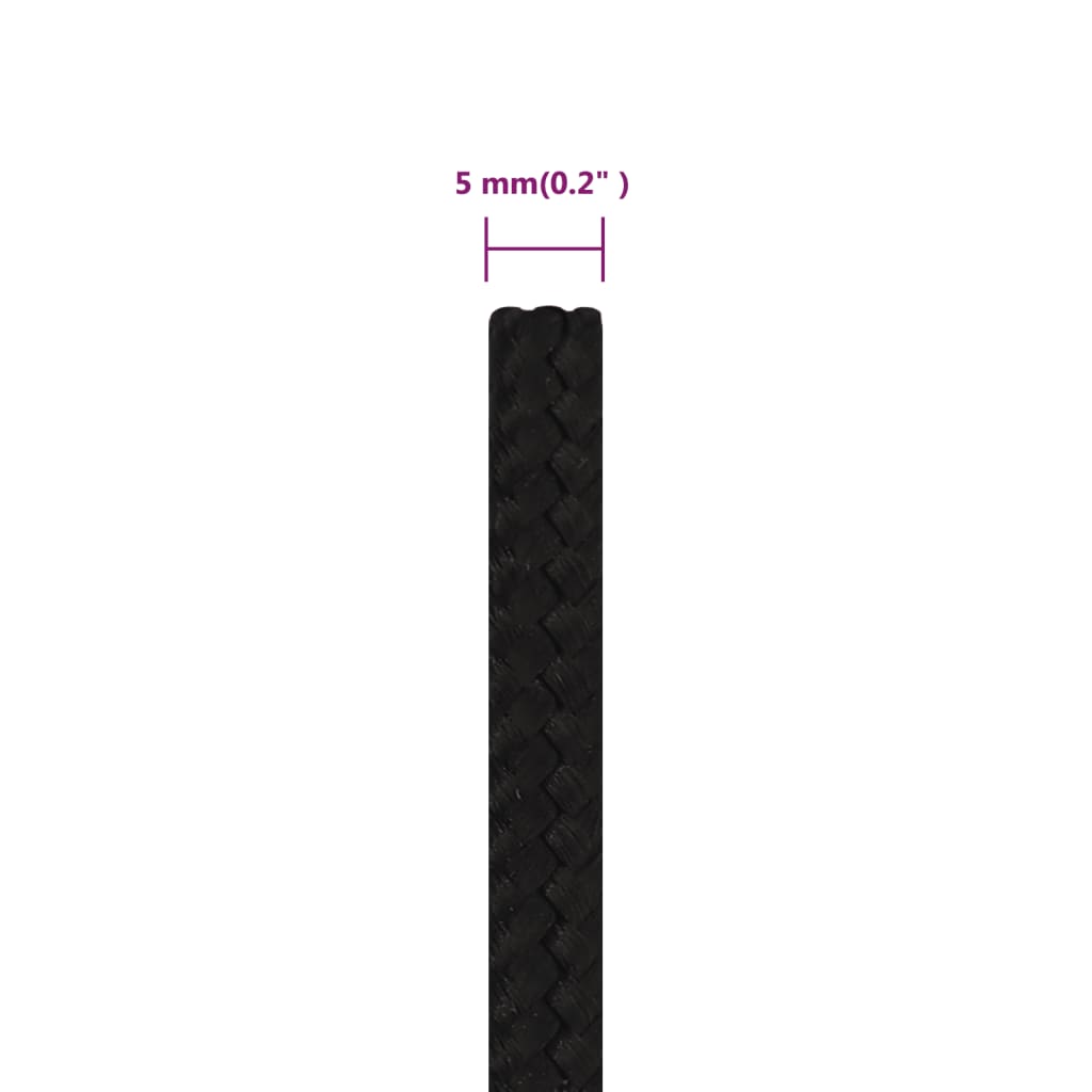 Fekete poliészter munkakötél 5 mm 25 m Fekete poliészter munkakötél 5 mm 25 m