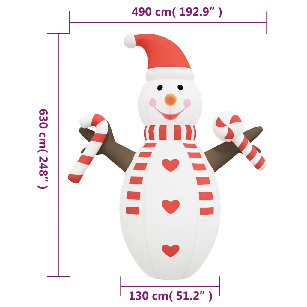 Felfújható hóember led-ekkel 630 cm