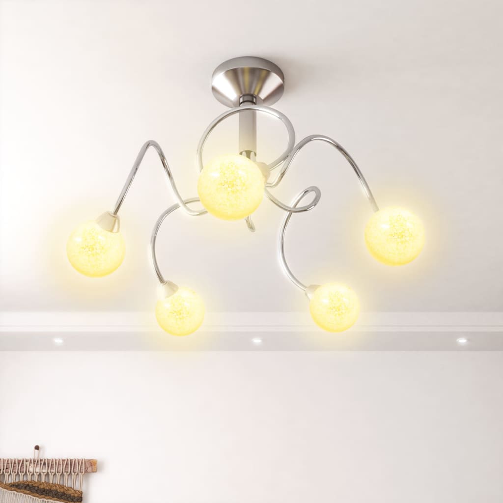 Mennyezeti lámpa kerek üvegburákkal 5 db g9 led-lámpához