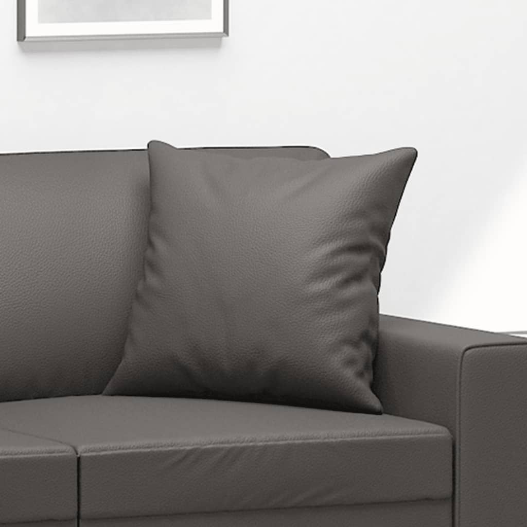 2 db szürke műbőr díszpárna 40 x 40 cm