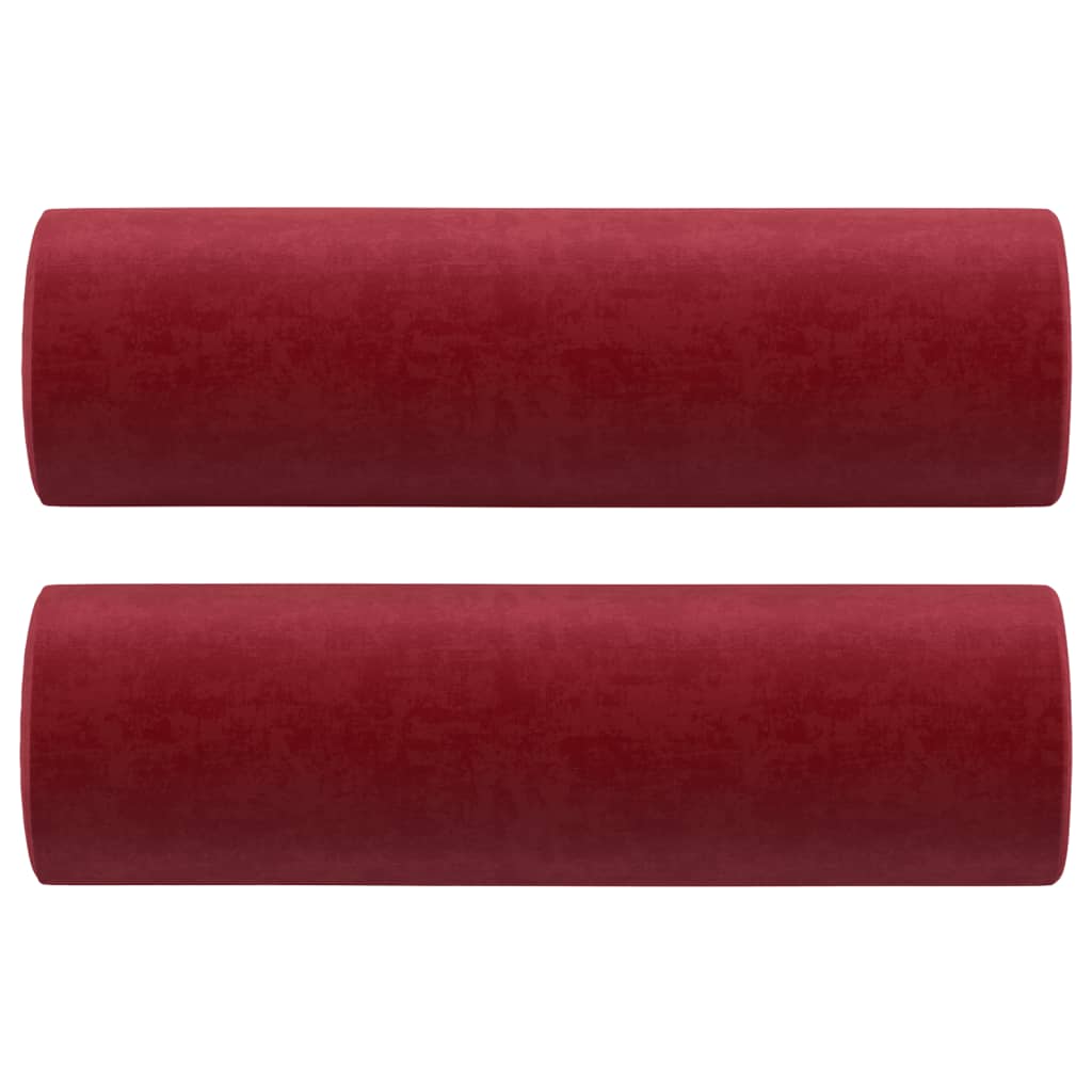 2 db bordó bársony díszpárna ø15 x 50 cm