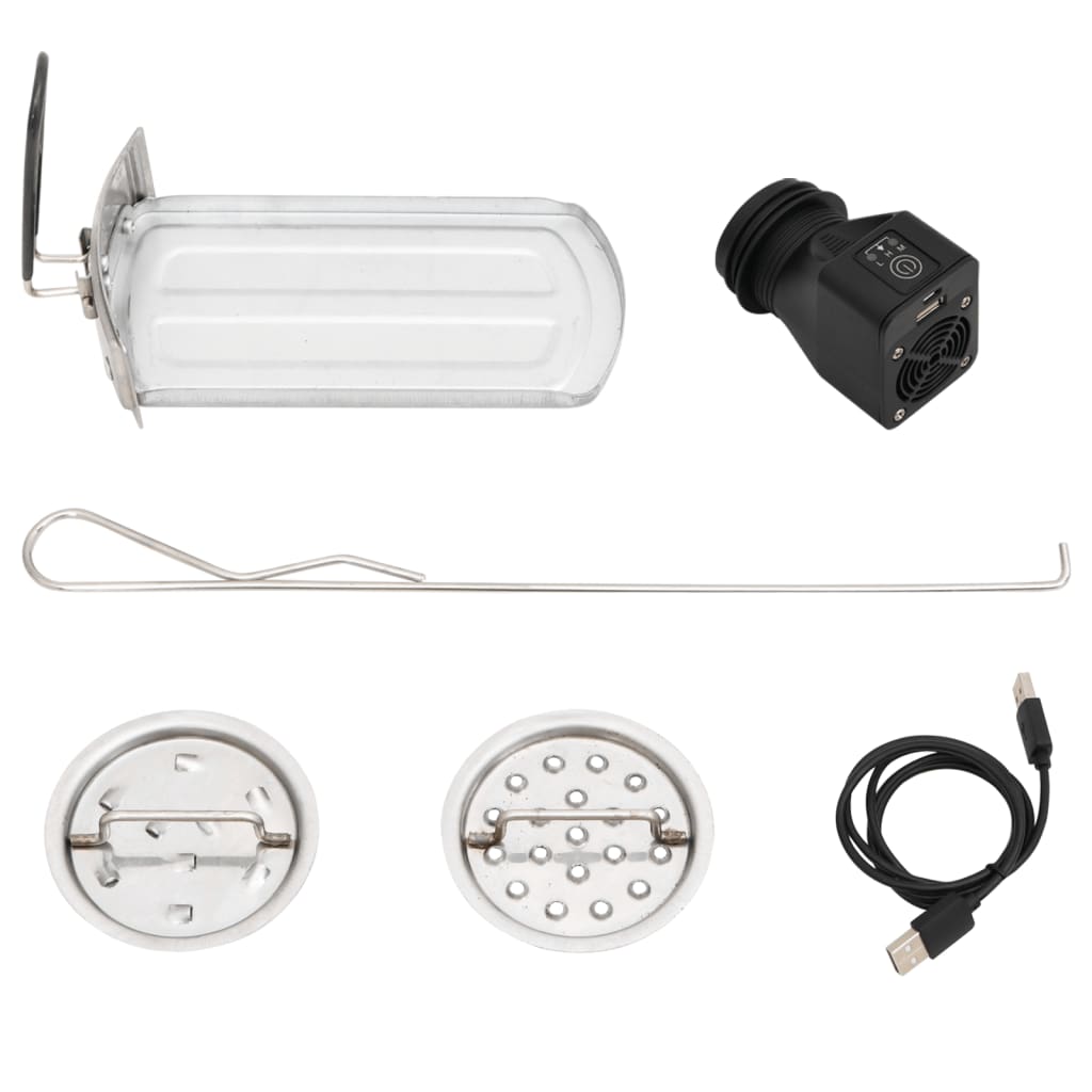 Ezüst acél fatüzelésű tűzhely usb-s légfúvóval 35,5x26x28 cm