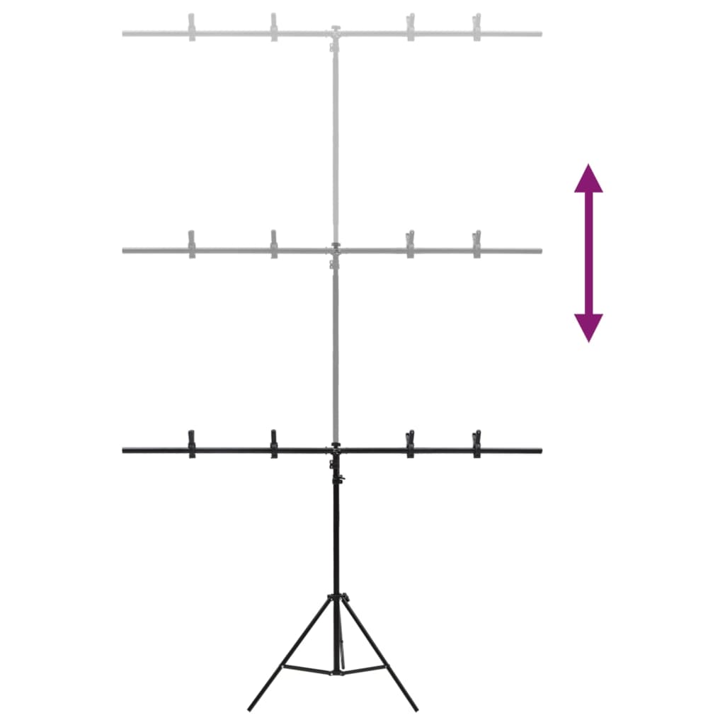 Fekete háttér állvány t-alakú 151x60x(70-200) cm Fekete háttér állvány t-alakú 151x60x(70-200) cm