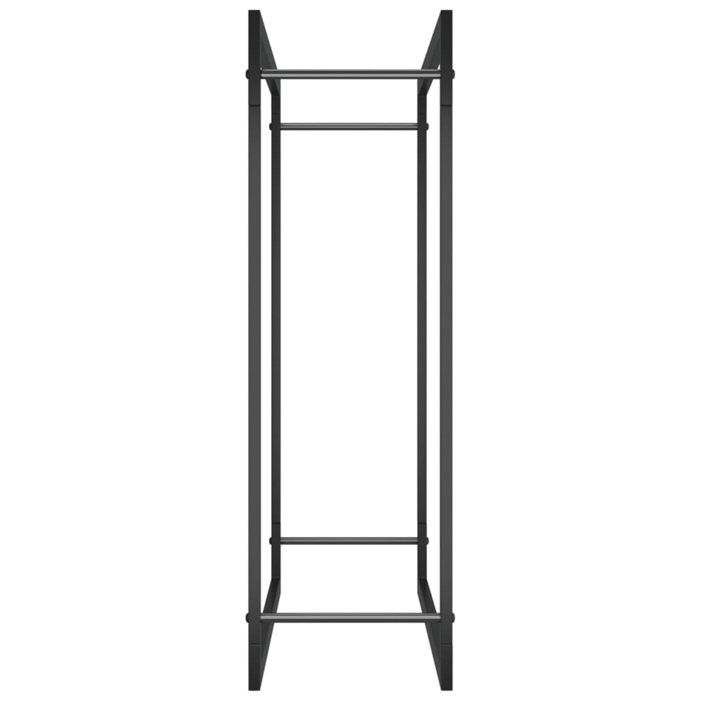 Fekete acél tűzifatároló állvány 80x28x86 cm