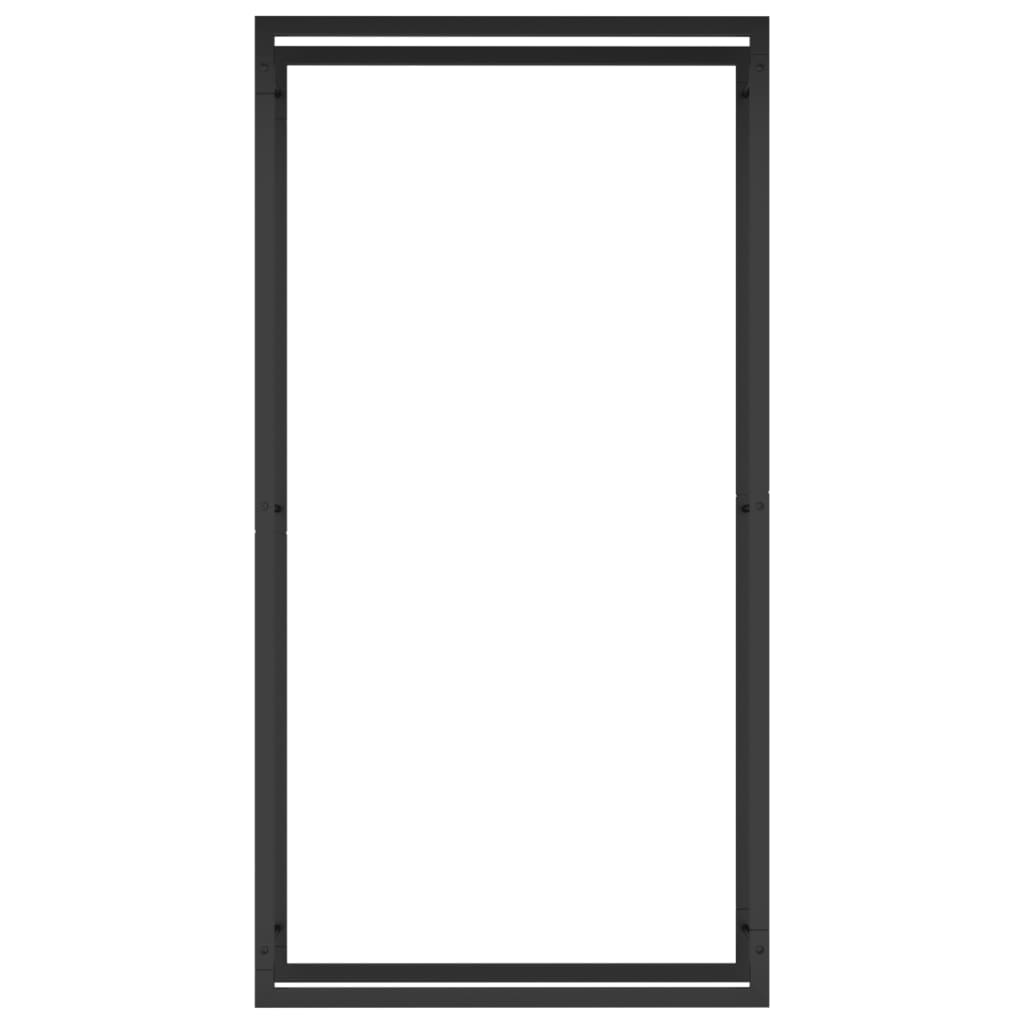 Fekete acél tűzifatároló állvány 80x28x154 cm