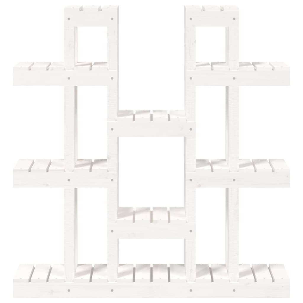 Fehér tömör fenyőfa növénytartó 104,5 x 25 x 109,5 cm