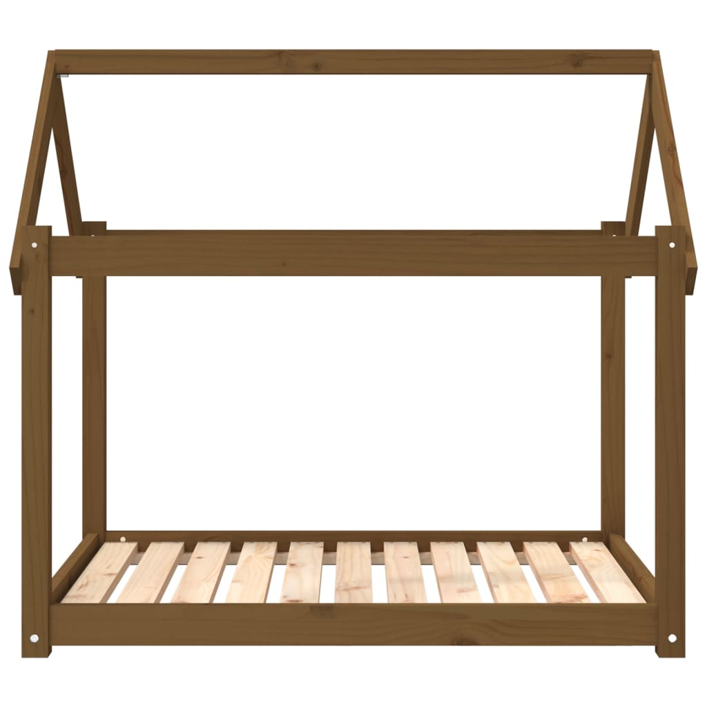 Mézbarna tömör fenyőfa kutyaágy 101x70x90 cm