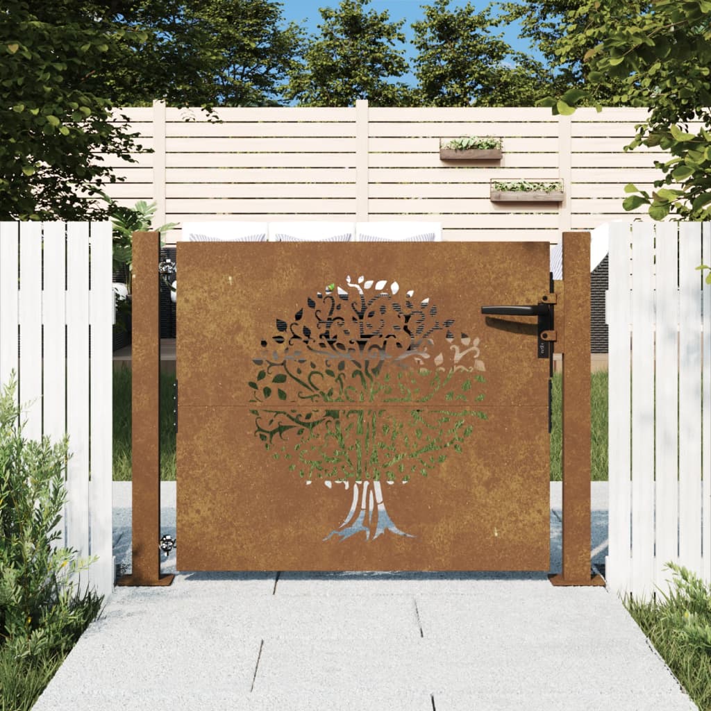 Famintás corten acél kerti kapu 105 x 80 cm