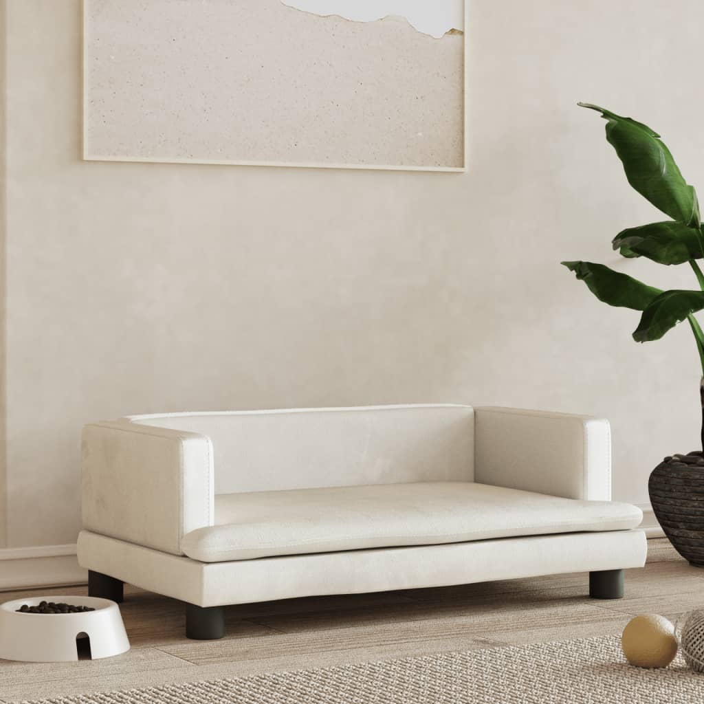 Krémszínű bársony kutyaágy 80 x 45 x 30 cm