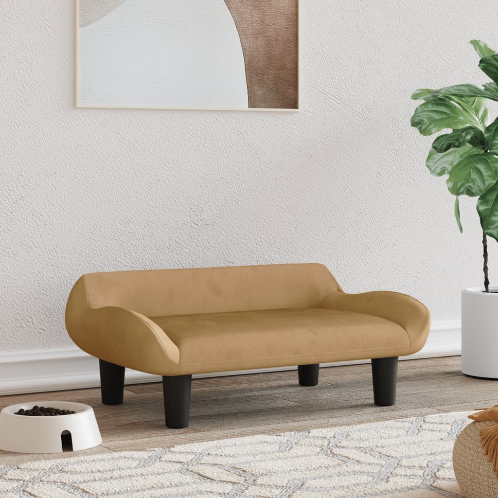 Barna bársony kutyaágy 70 x 40 x 24 cm