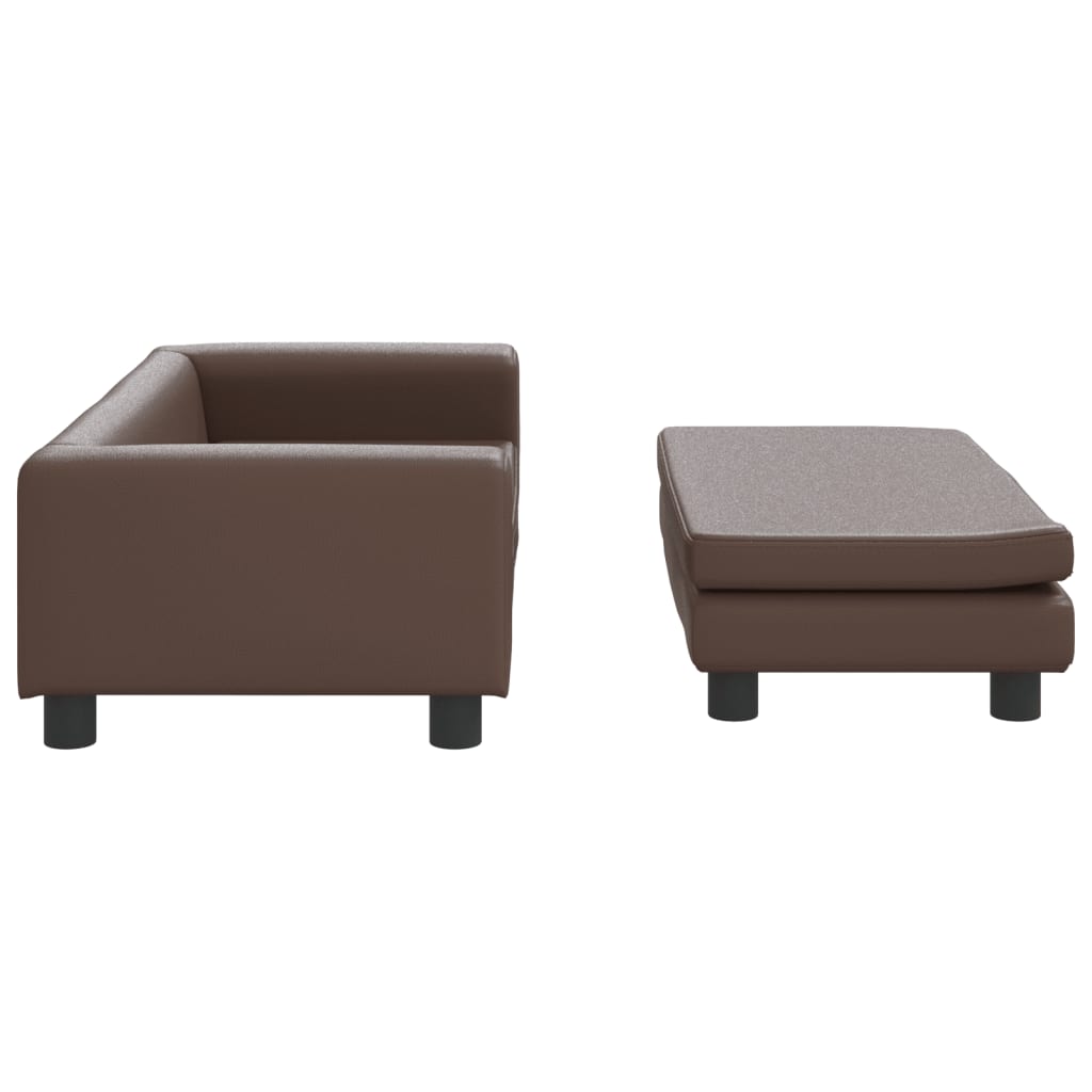 Barna műbőr kutyaágy hosszabbítóval 100 x 50 x 30 cm