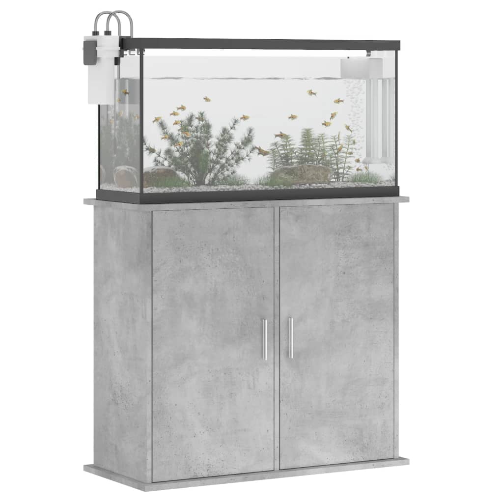 Betonszürke szerelt fa akváriumi állvány 81x36x73 cm