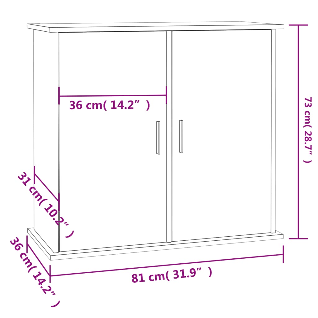 Betonszürke szerelt fa akváriumi állvány 81x36x73 cm