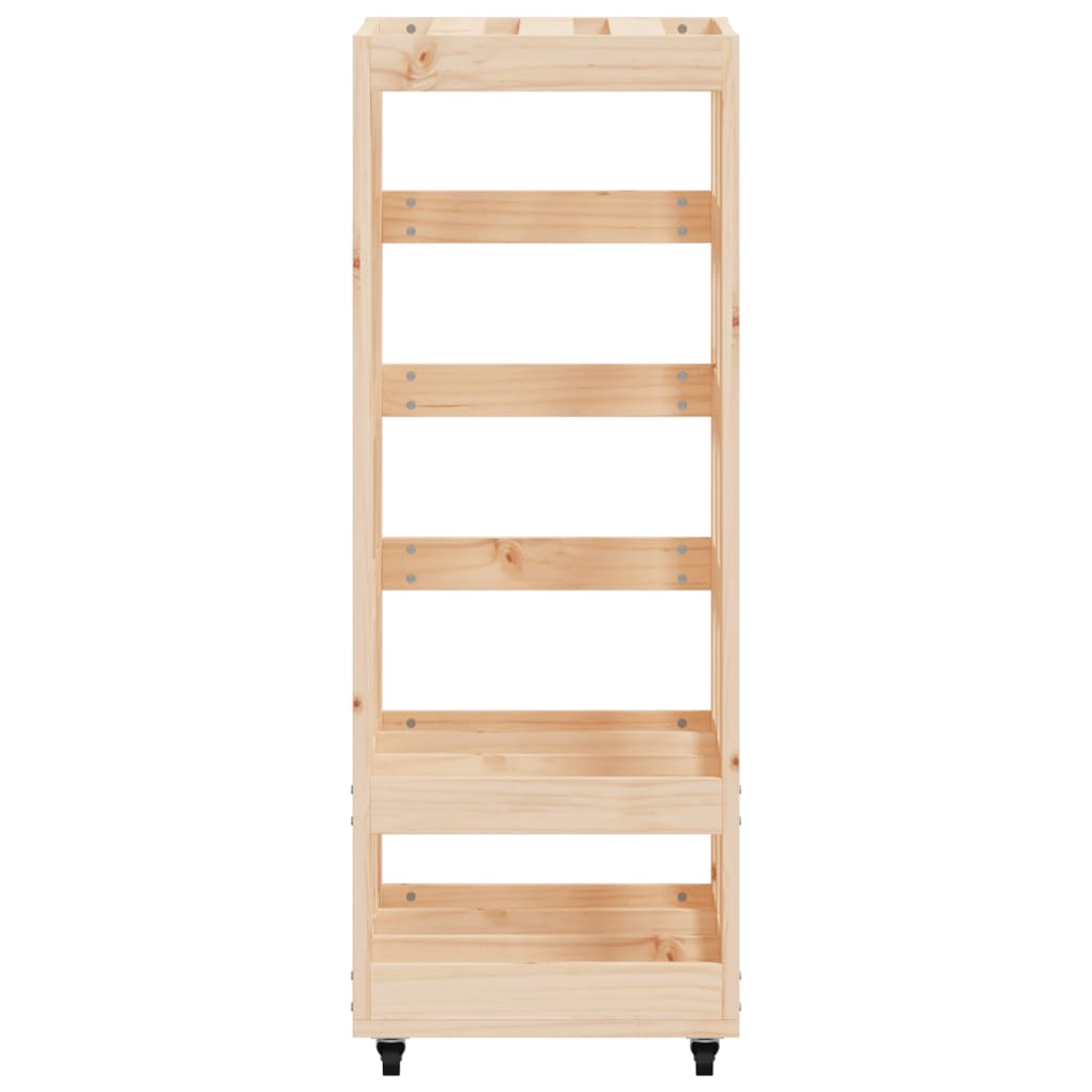 Fehér tömör fenyőfa rönktároló kerekekkel 40x49x110 cm