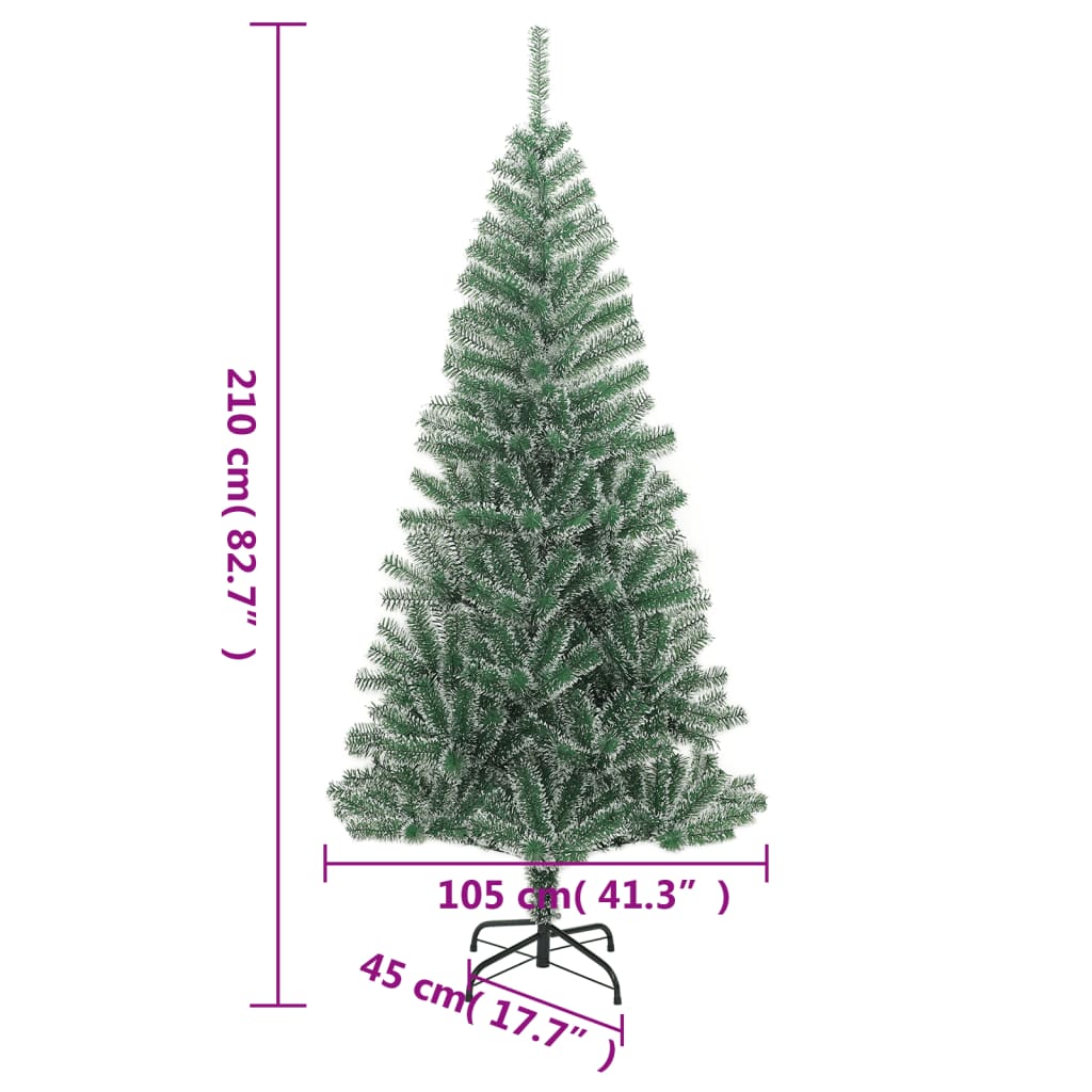 Zöld műkarácsonyfa hóval 210 cm