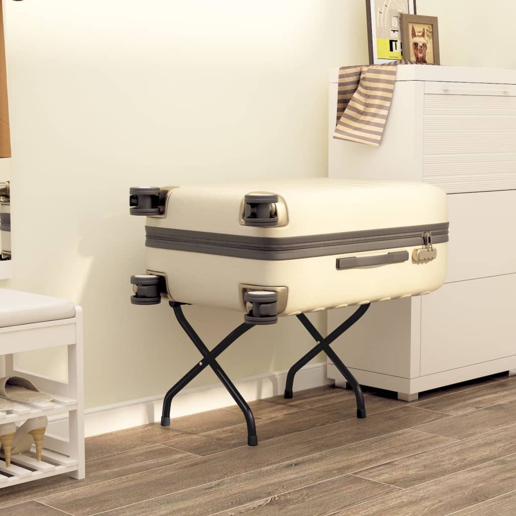 Fekete bőröndtartó háttámlával 56 x 39 x 52 cm