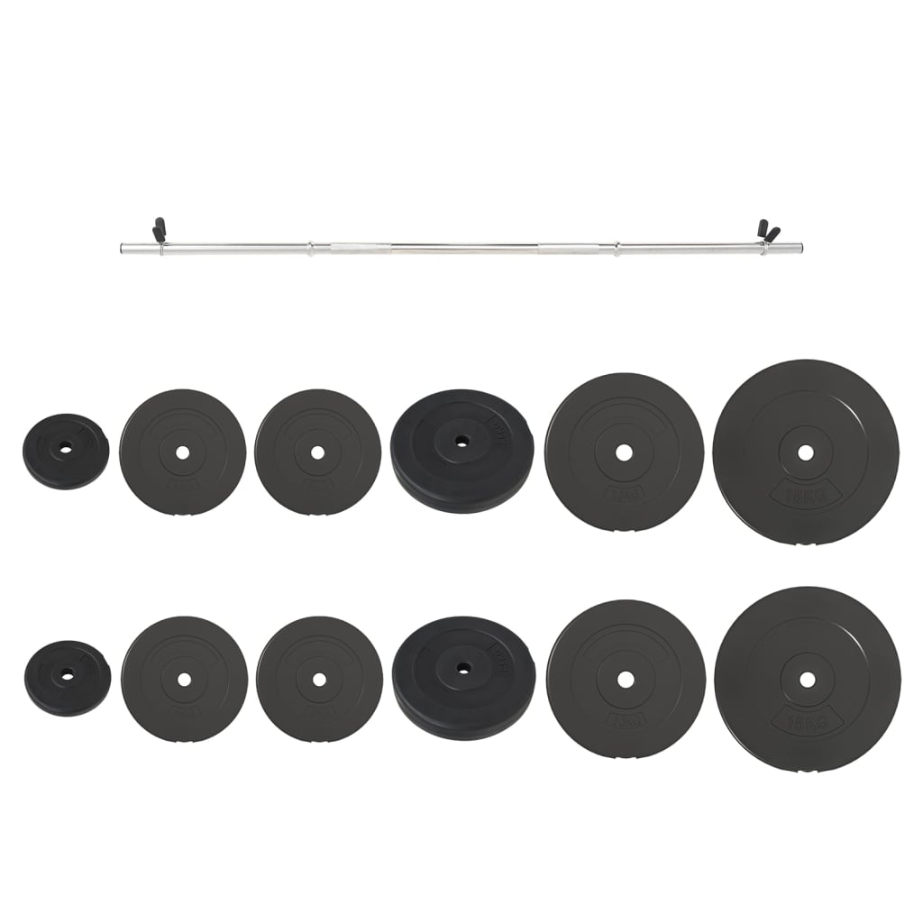 Súlyzórúd súlytárcsákkal 90 kg