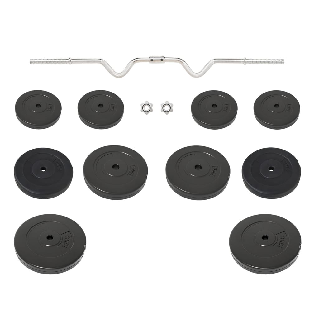 Hajlított súlyzórúd súlytárcsákkal 90 kg